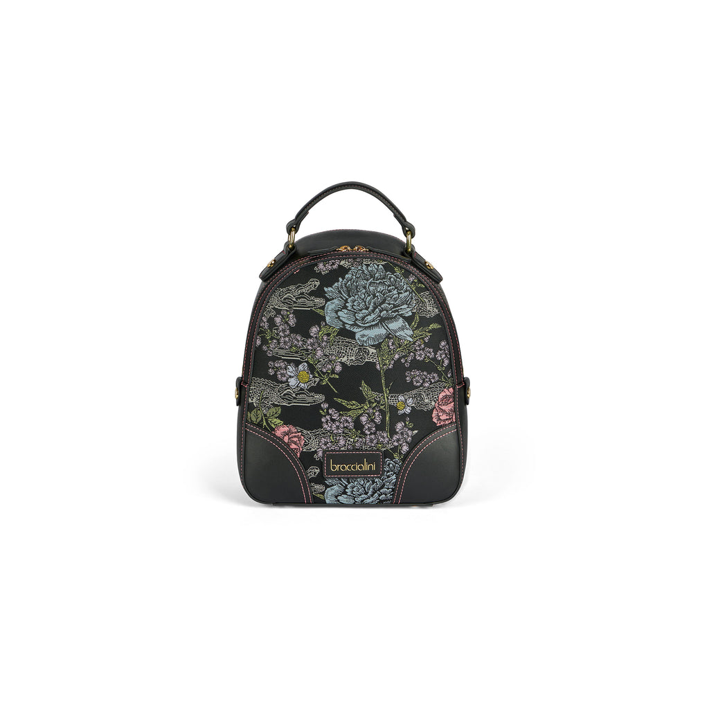 Zaino Braccialini Jacquard B17885 Medium fantasia fiori nero