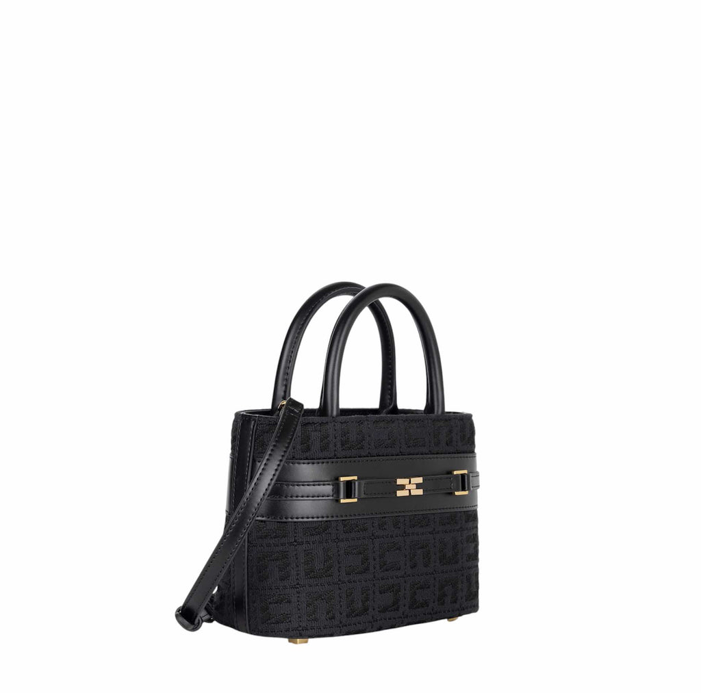 Borsa Elisabetta Franchi BS09A47E2 Shopper piccola in tessuto jacquard con morsetto