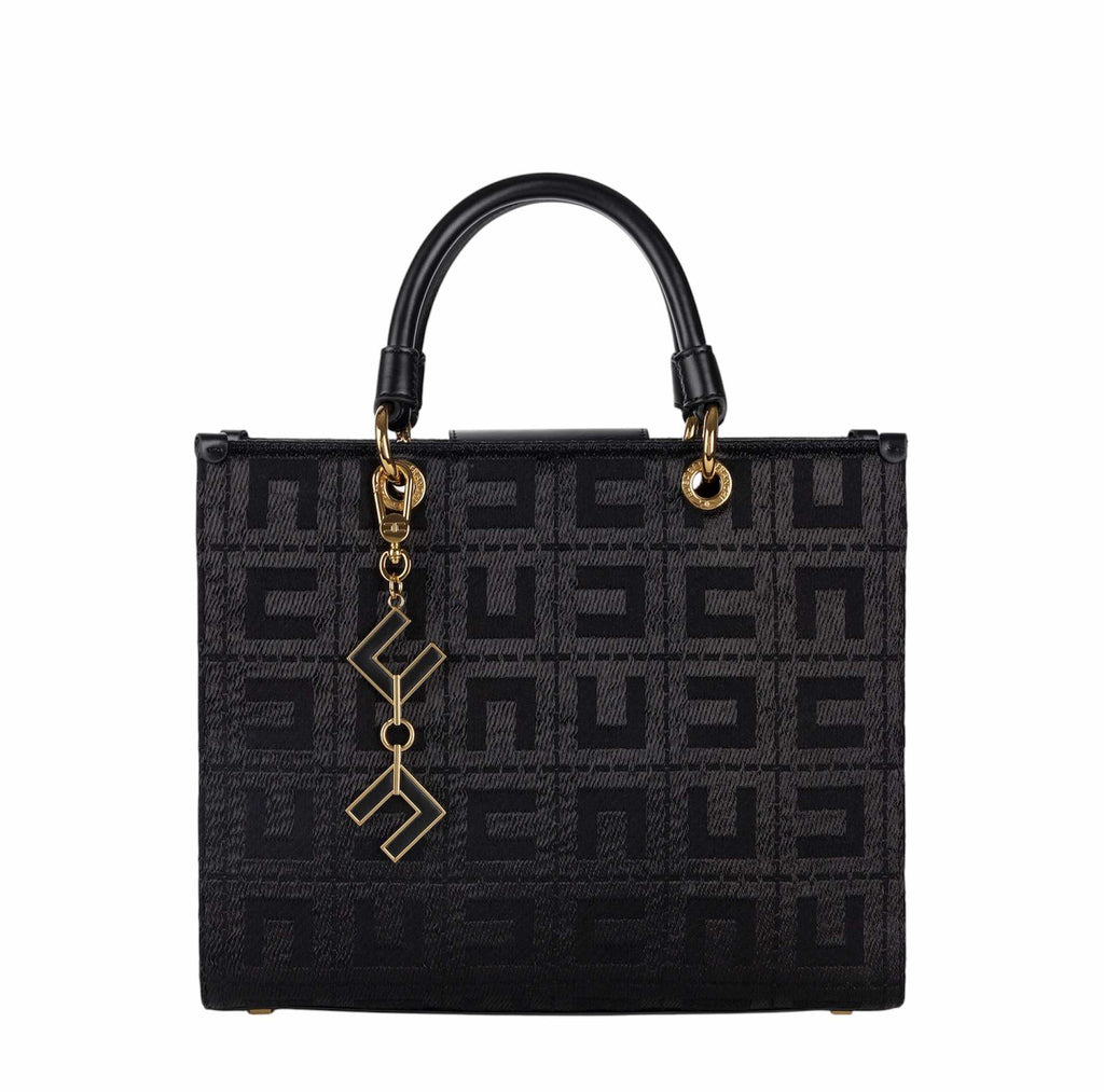 Borsa Elisabetta Franchi BS59A47E2 Shopper in tessuto jacquard con charms nero