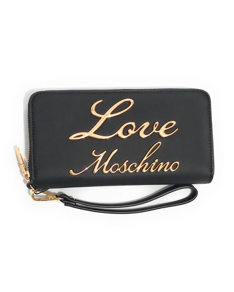 Portafoglio Love Moschino JC5718 zip around con polsiera e logo in corsivo