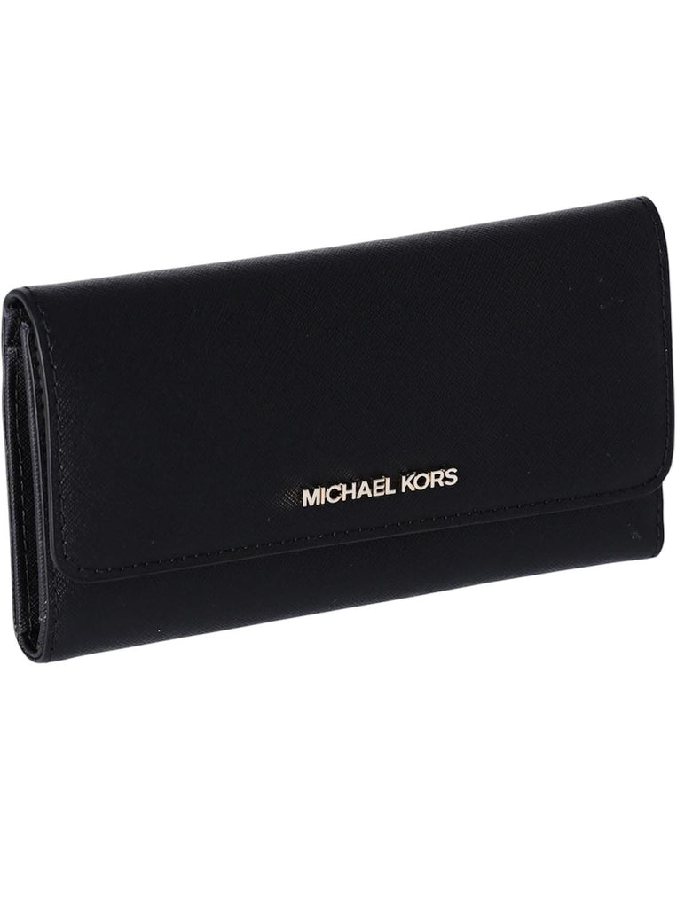 Portafoglio Michael Kors Jet Set Travel LG Trifold Leather Black