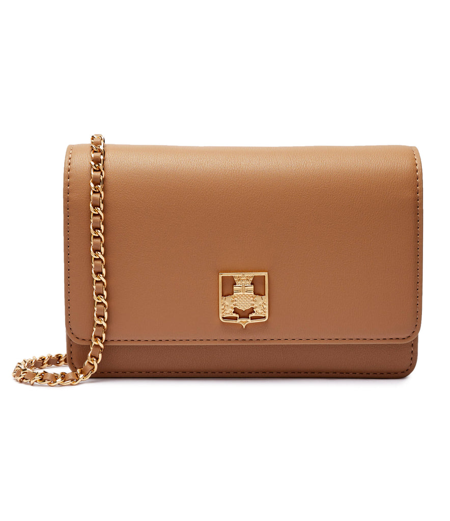 Borsa Elisabetta Franchi Camel BS01A46E2 a tracolla in materiale sintetico con placca logo