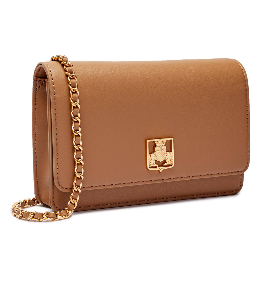 Borsa Elisabetta Franchi Camel BS01A46E2 a tracolla in materiale sintetico con placca logo