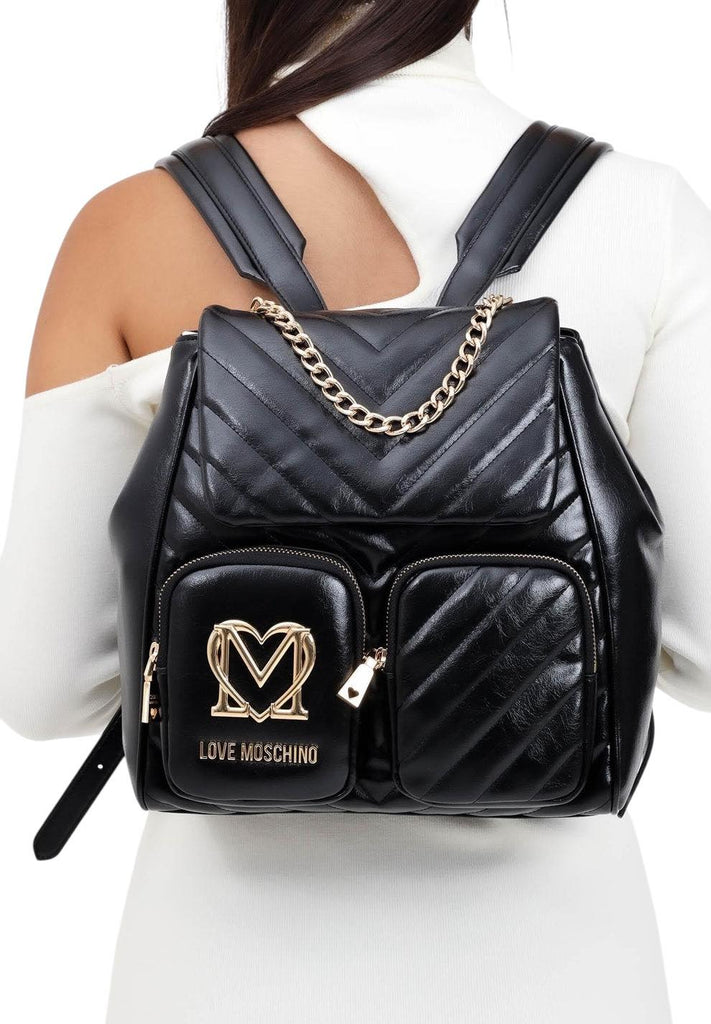 Zaino Love Moschino JC4325 Pu Quilted Obliquo Nero