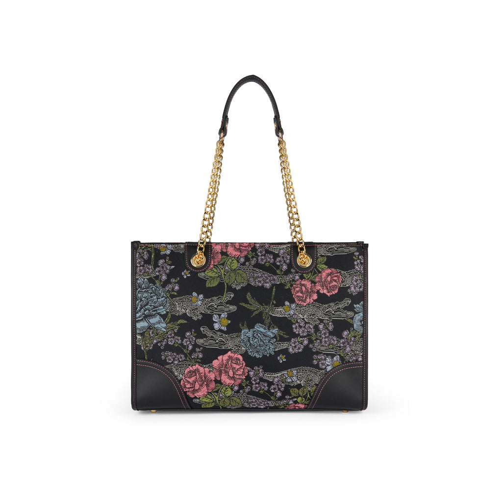 Borsa Braccialini Jacquard B17882 Shopper fantasia fiori nera