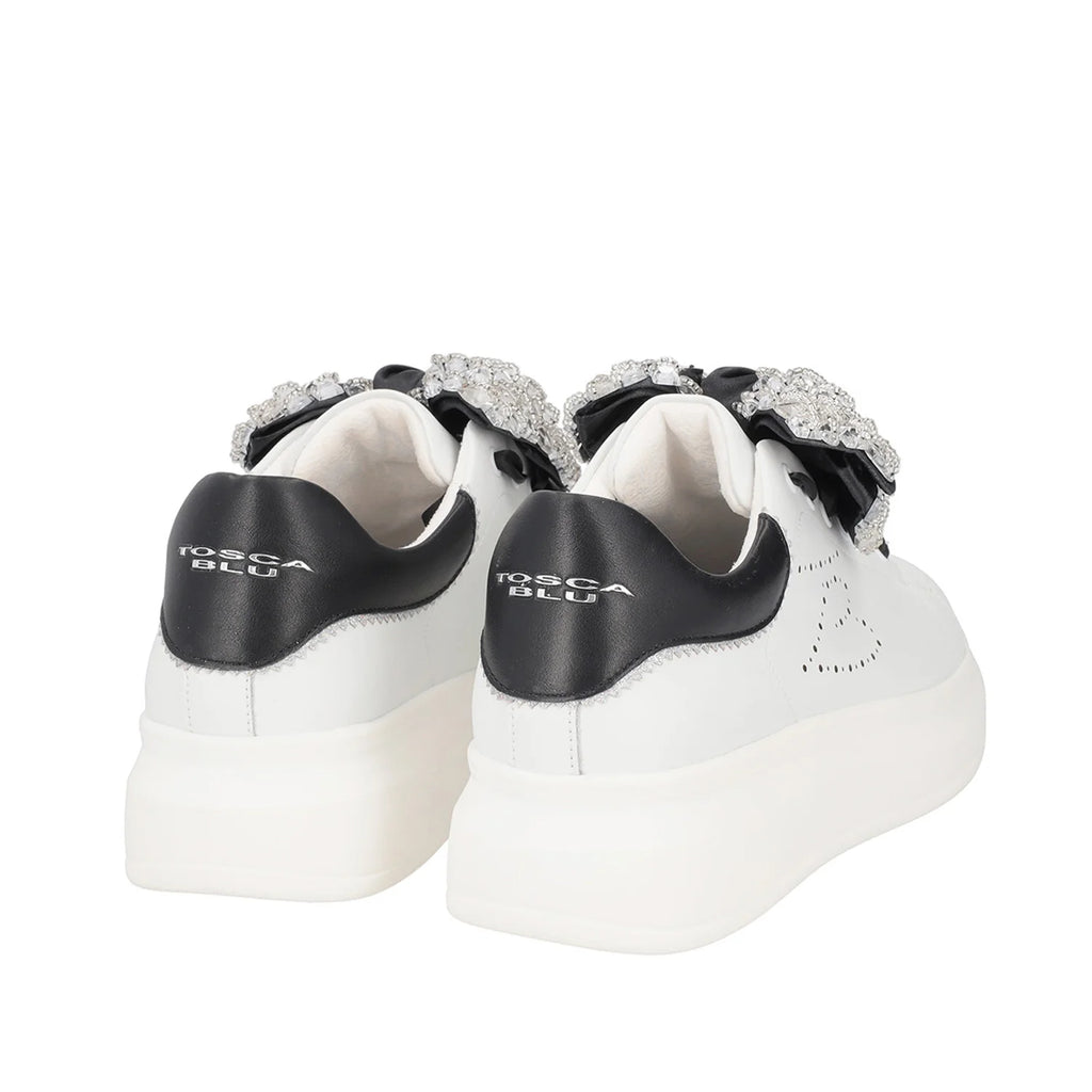 Sneaker Tosca Blu Art SS2402S013 Glamour fiocco strassato bianco/nero