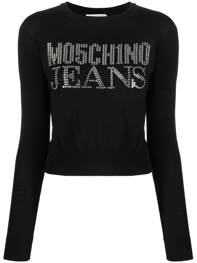 Maglione Moschino jeans K1A0908 lana logo swarovsky