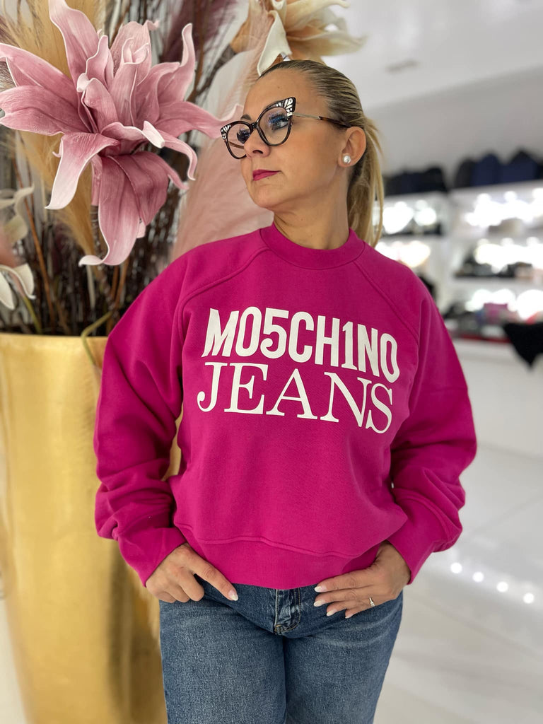 Felpa Moschino Jeans K2J1714 donna fuxia logo bianco