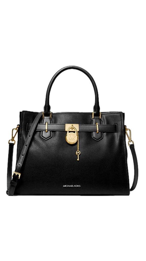 Borsa Michael Kors Hamilton Md Satchel Leather Black